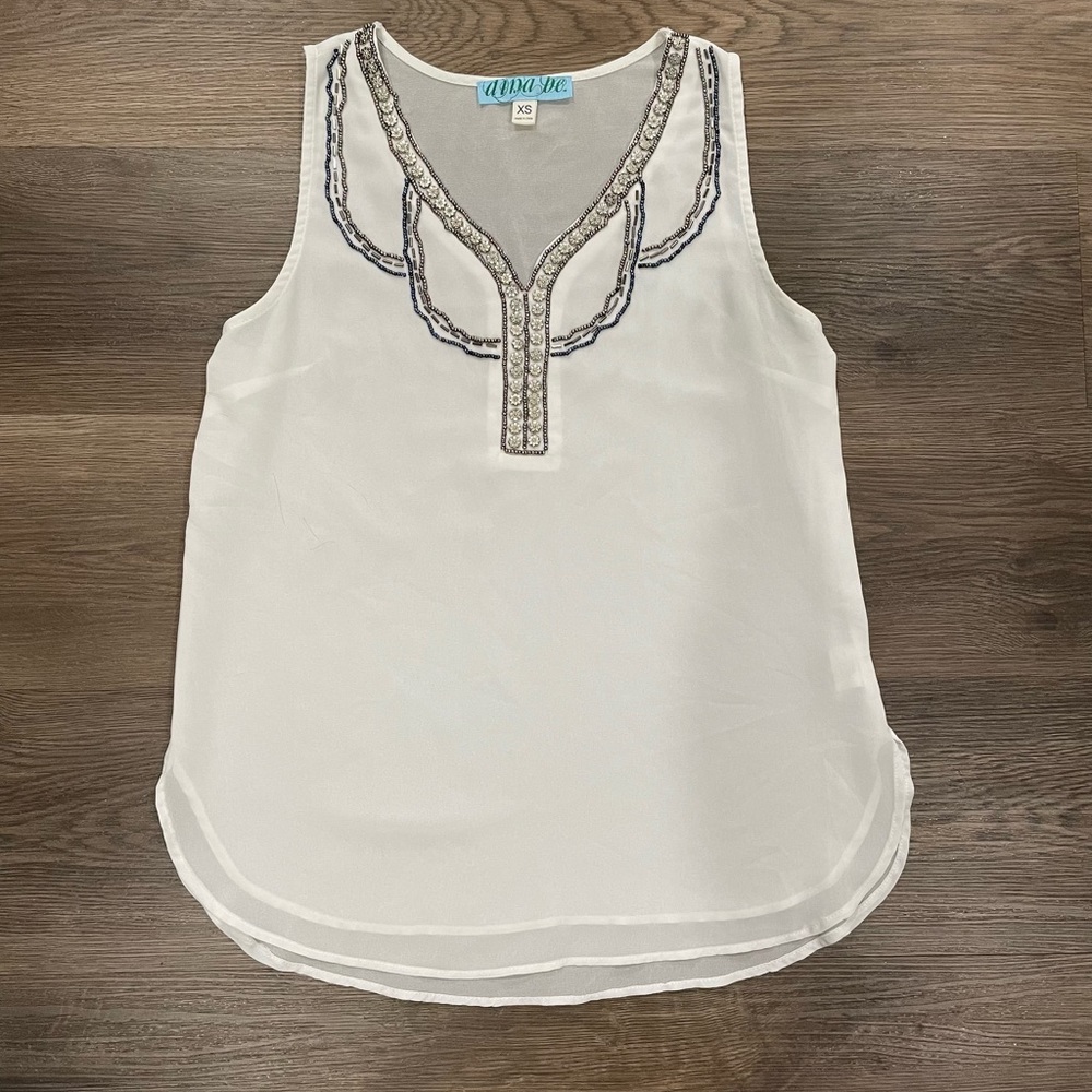Ivory Rhinestone blouse